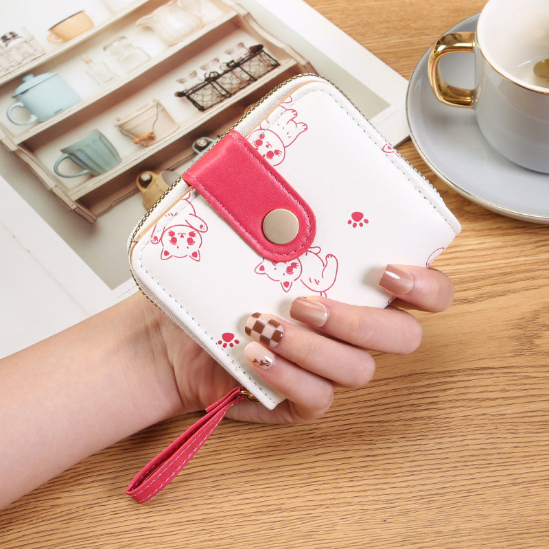 Women's Style Cute Kitten Short Zipper Ladies Wallets