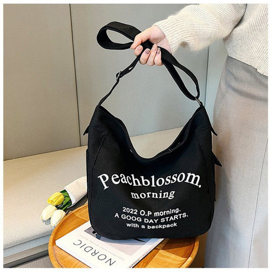 Trendy Simple Fashion Letters Canvas Female Bags