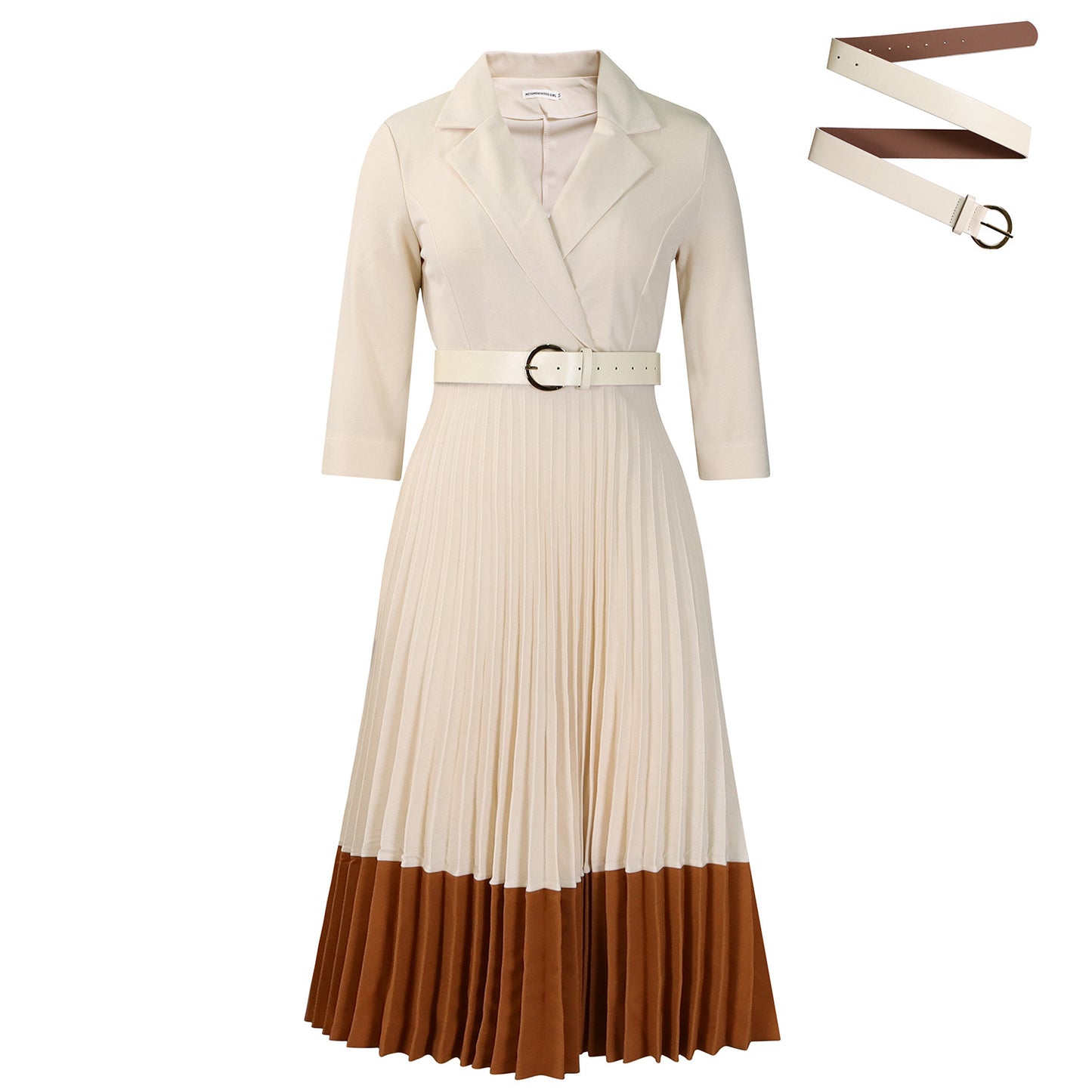 Women's Spring Collar Fashion Elegant Pleated High Dress