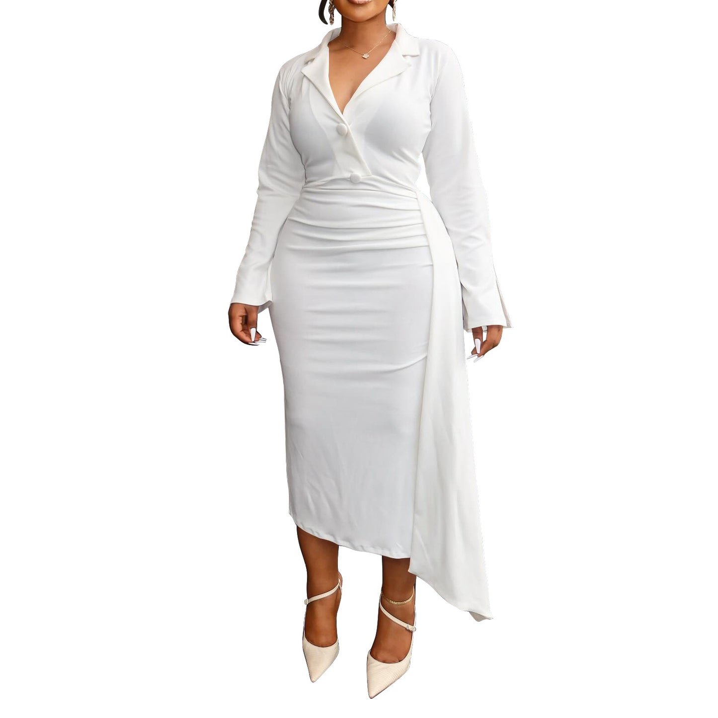 Women's Fashion Sexy Stitching Ruffle Irregular Dress Dresses