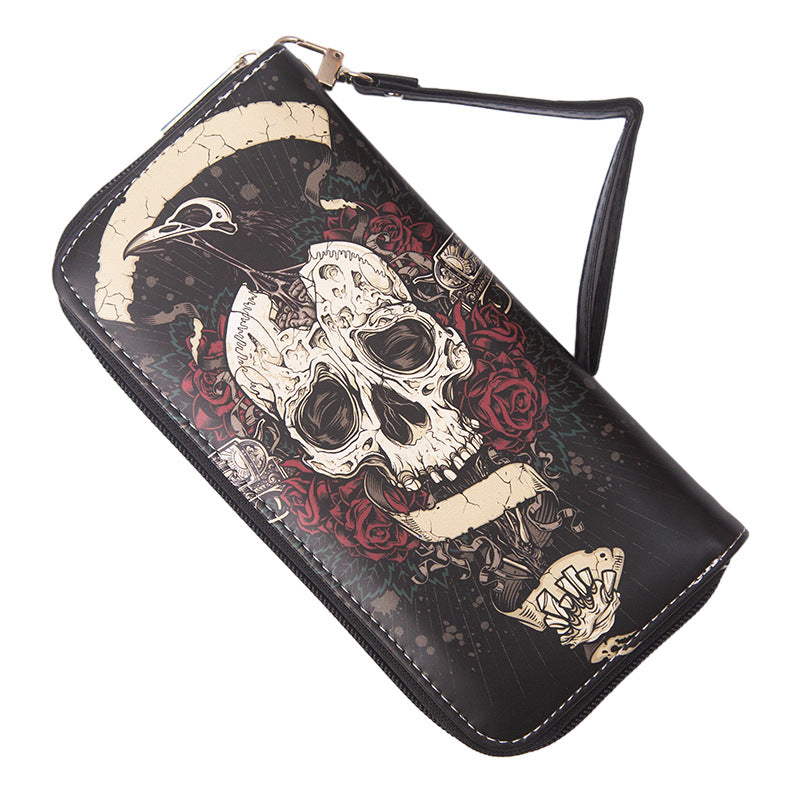 Retro Skull Male Female Long Zipper Ladies Wallets