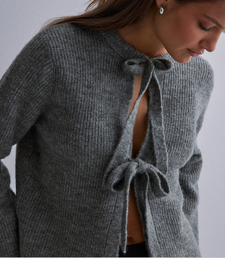 Women's Classy Pure Color Tied Loose Sweaters