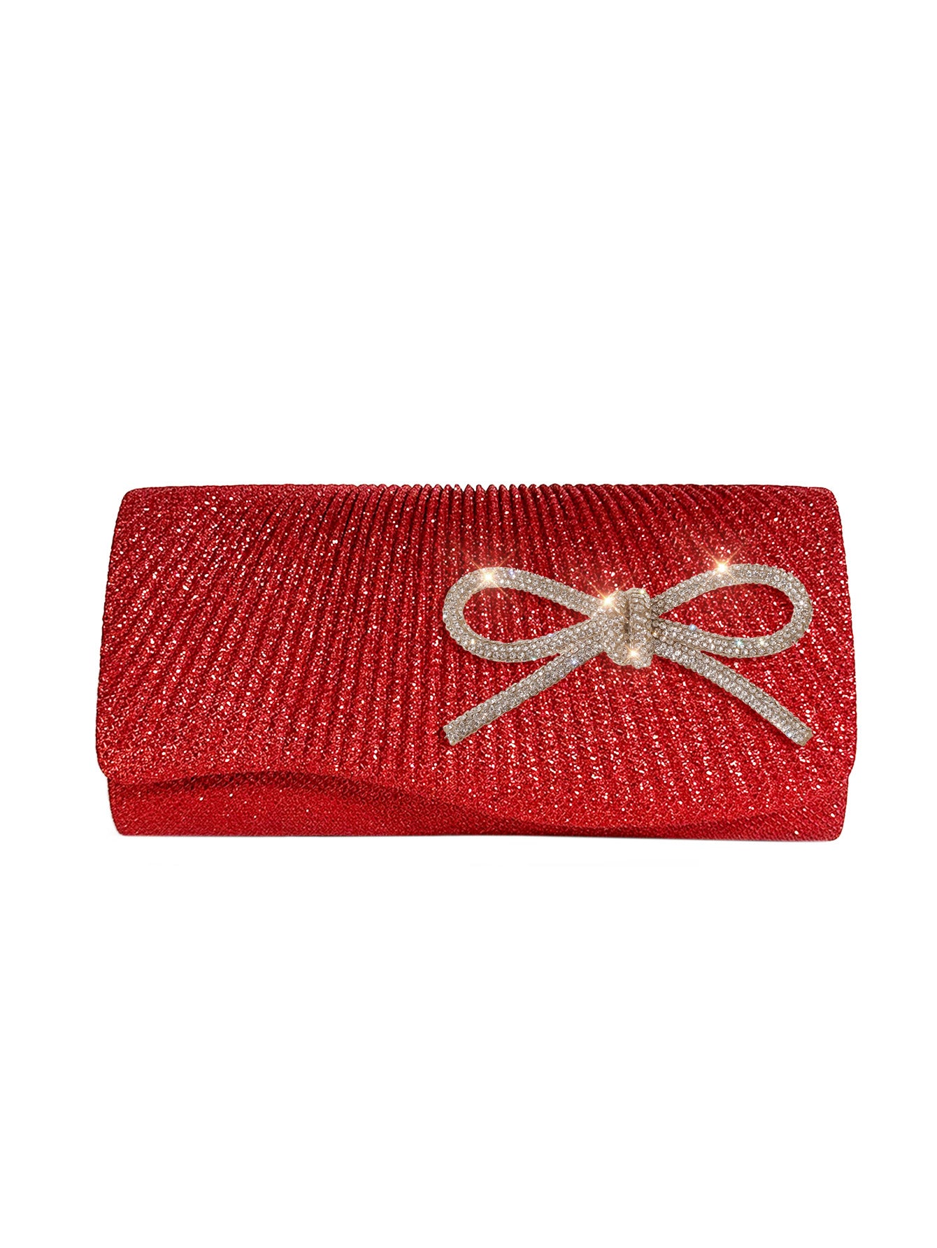 Mini Clutch Rhinestone Strip Bow Shiny Evening Bags