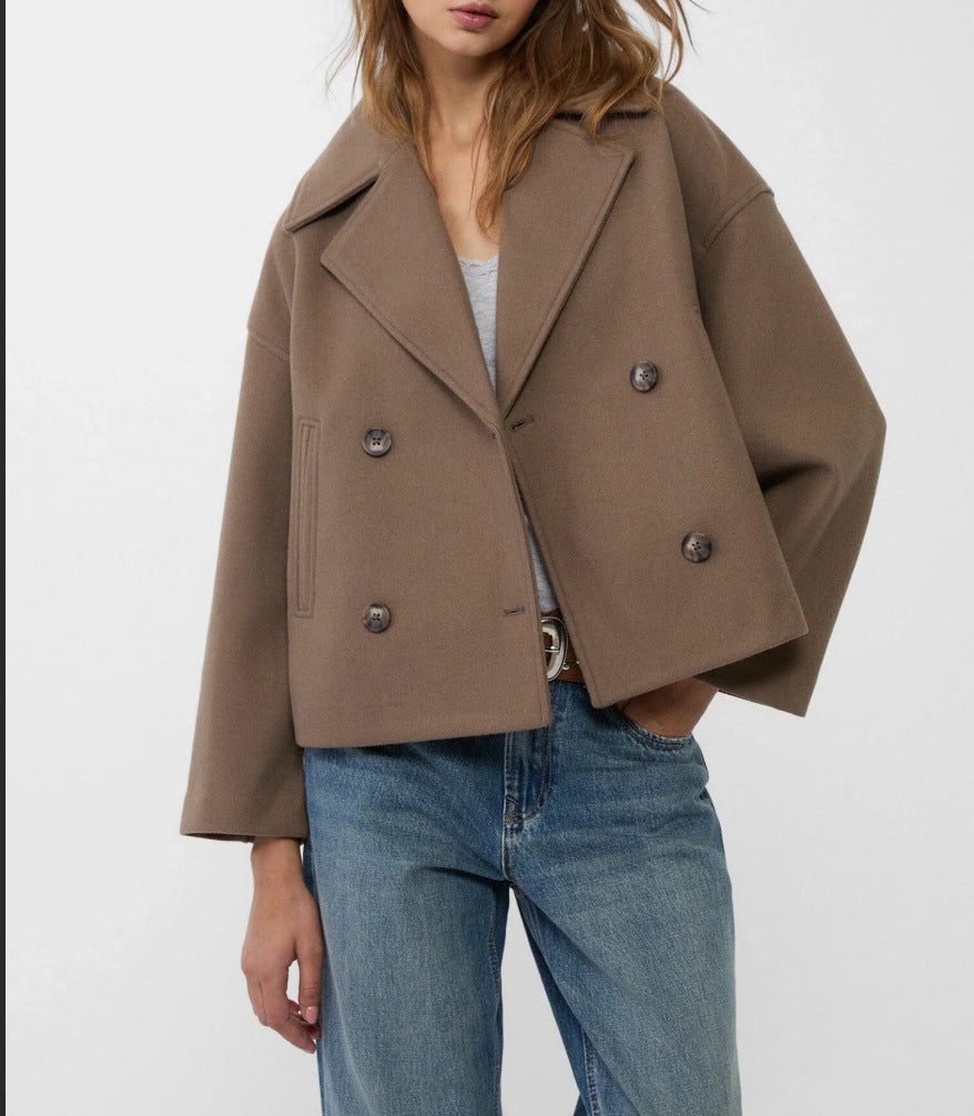 Women's Large Lapel Woolen Padded Long Sleeve Coats