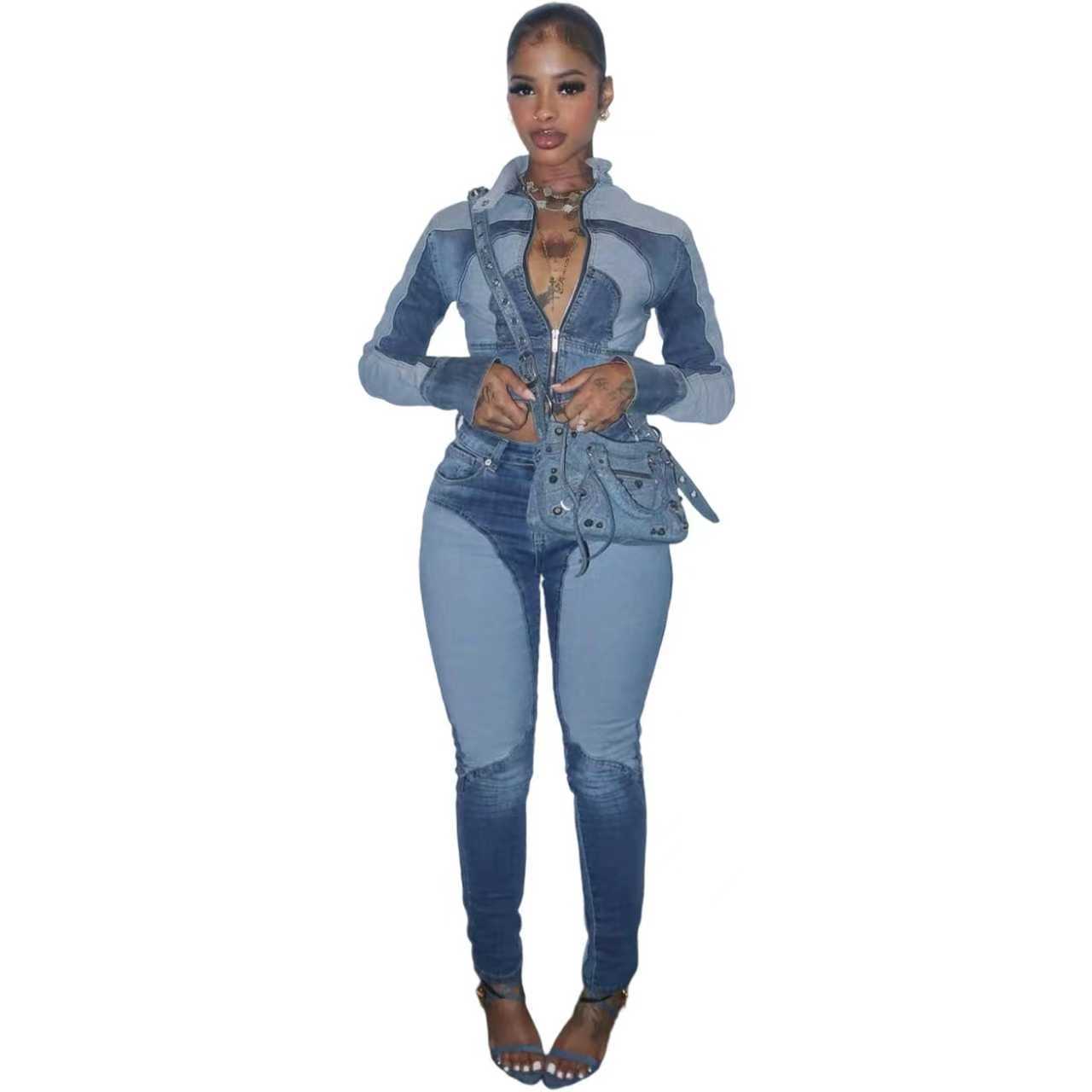 Women's Sexy Highly Stretch Stitching Contrast Color Suits