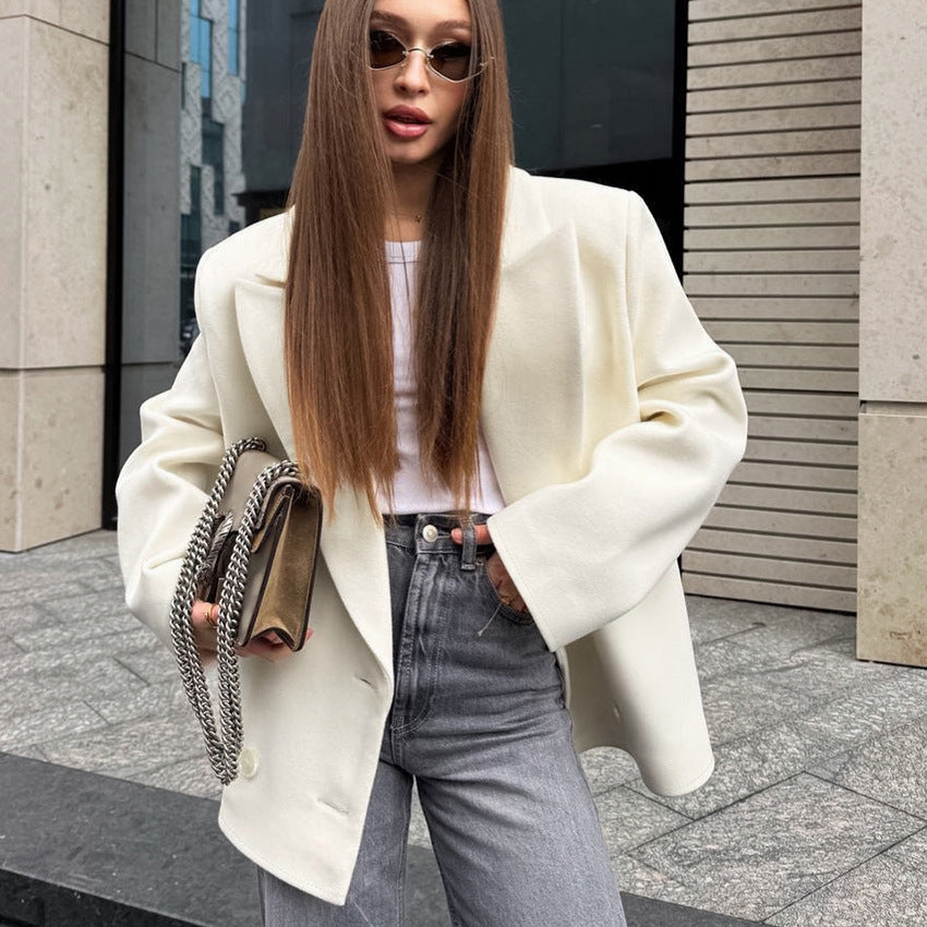 Women's Casual White Small High-grade Beige Niche Suits