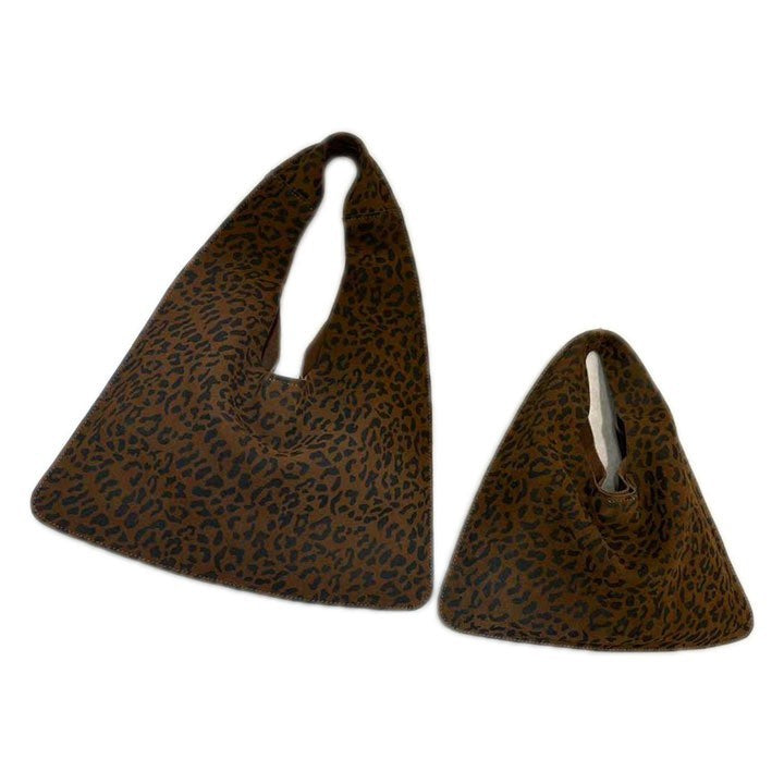 Women's Cowhide Triangle Suede Leather Cloud Underarm Handbags