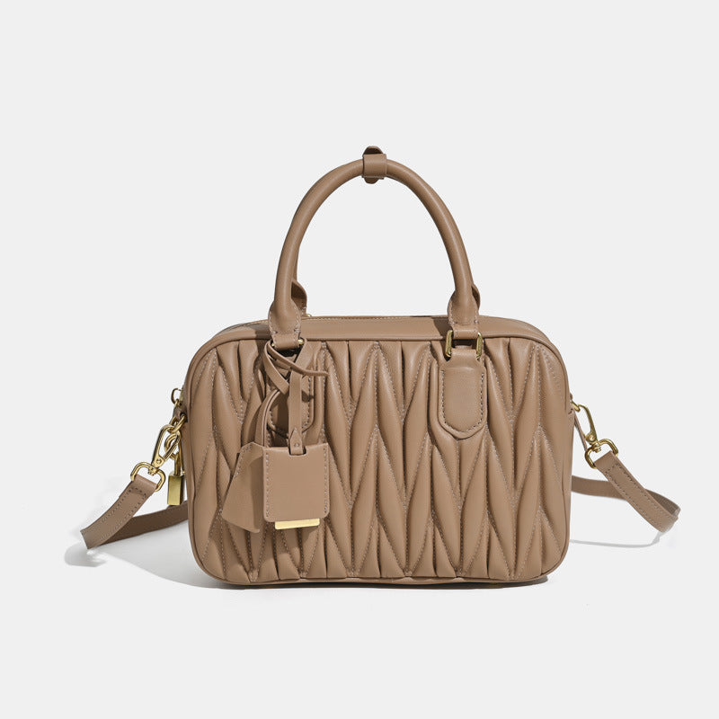 Women's Pleated Bowling Niche High-grade Boston Portable Handbags