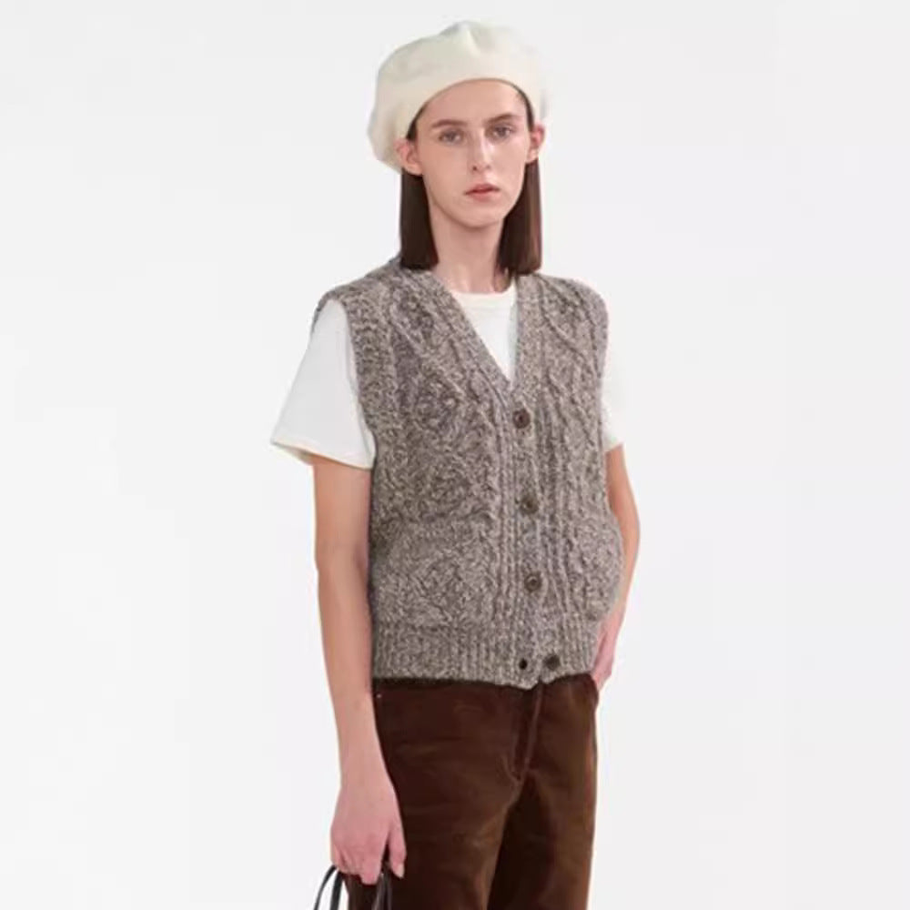 Women's Korean Style Casual Twist Waistcoat Buckle Vests