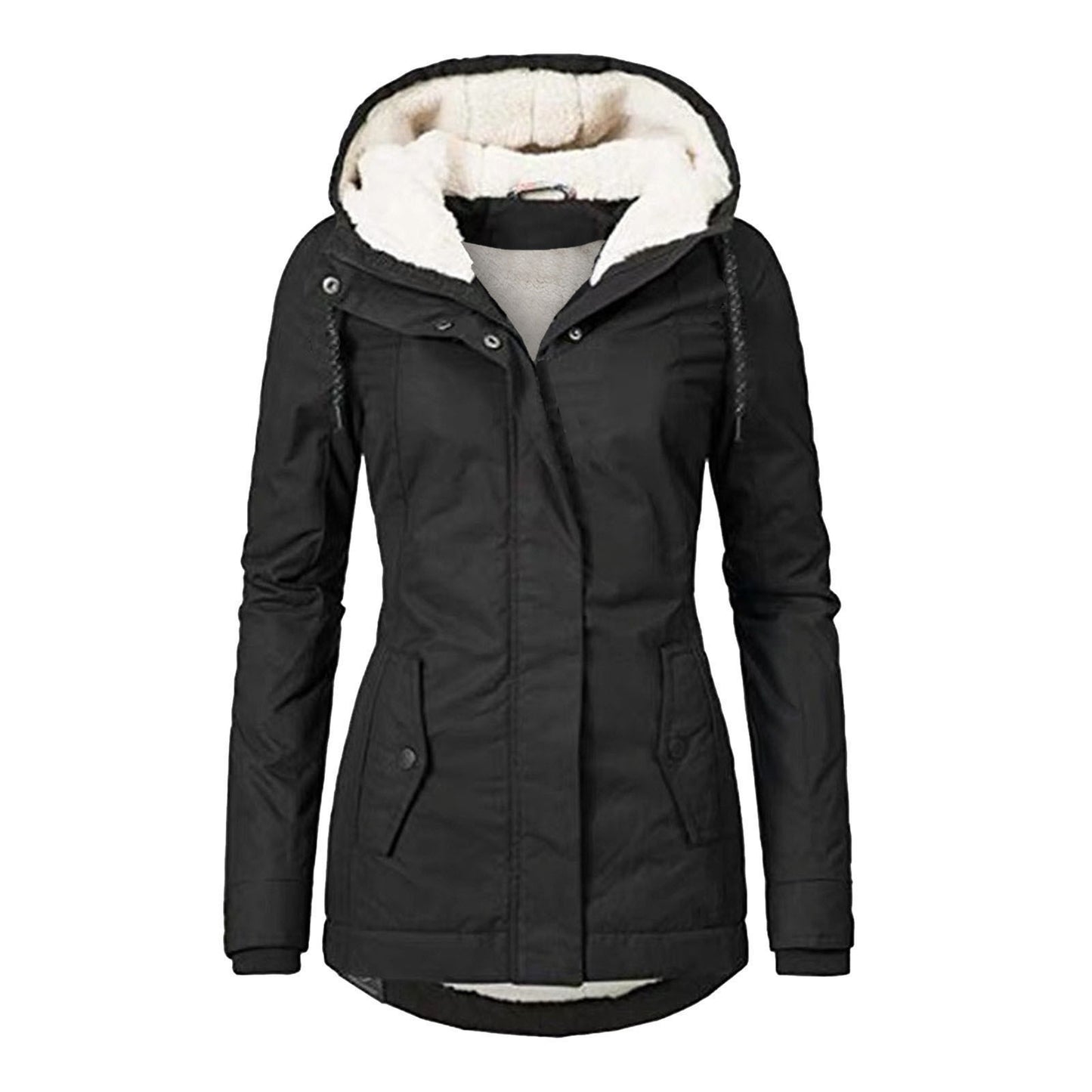 Women's Source Winter Thickened Cotton Padded Parka Fleece-lined Coats