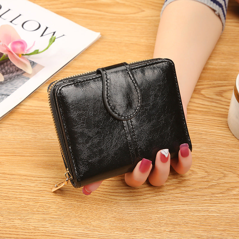 Women's Short Cute Refreshing Zipper Soft Leather Ladies Wallets
