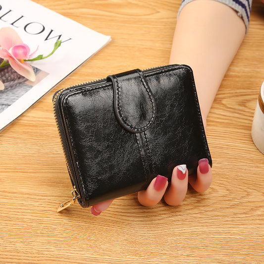 Women's Short Cute Refreshing Zipper Soft Leather Ladies Wallets