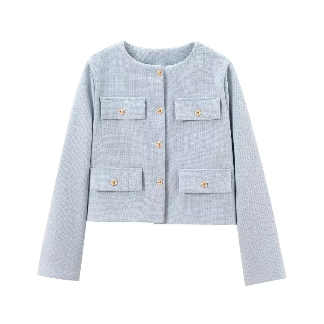 Women's Spring Street Fashion Casual Flip Trim Coats