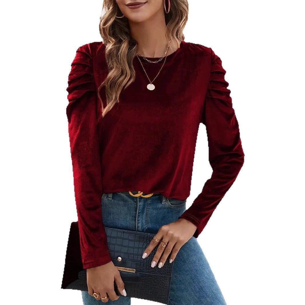Women's Veet Casual Round Neck Slim Fit Puff Tops