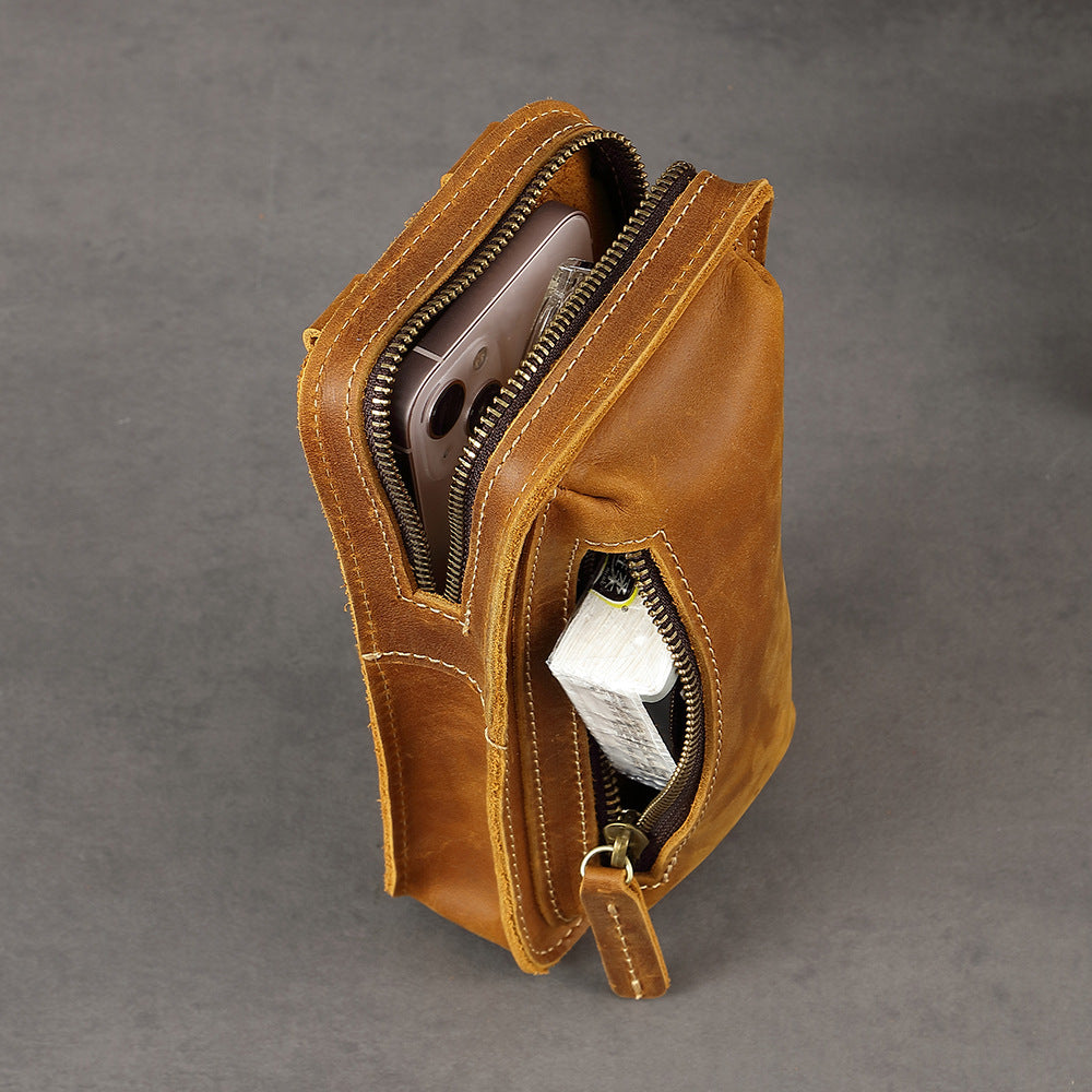 Men's Crazy Horse Leather Vintage For Mini Men's Messenger Bags