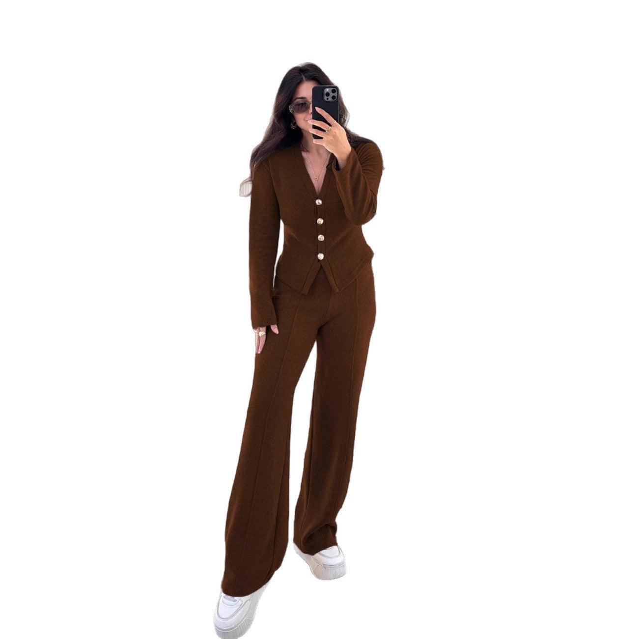 Women's Casual Button Trousers Fashion Wear Suits