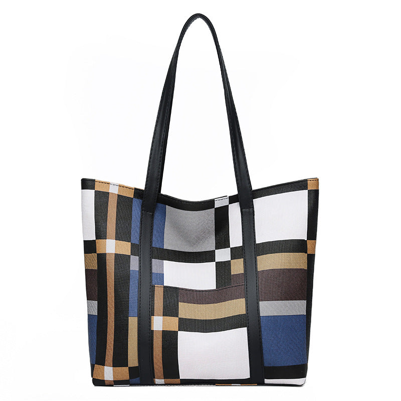 Women's Fashion Korean Large Capacity Plaid Big Shoulder Bags