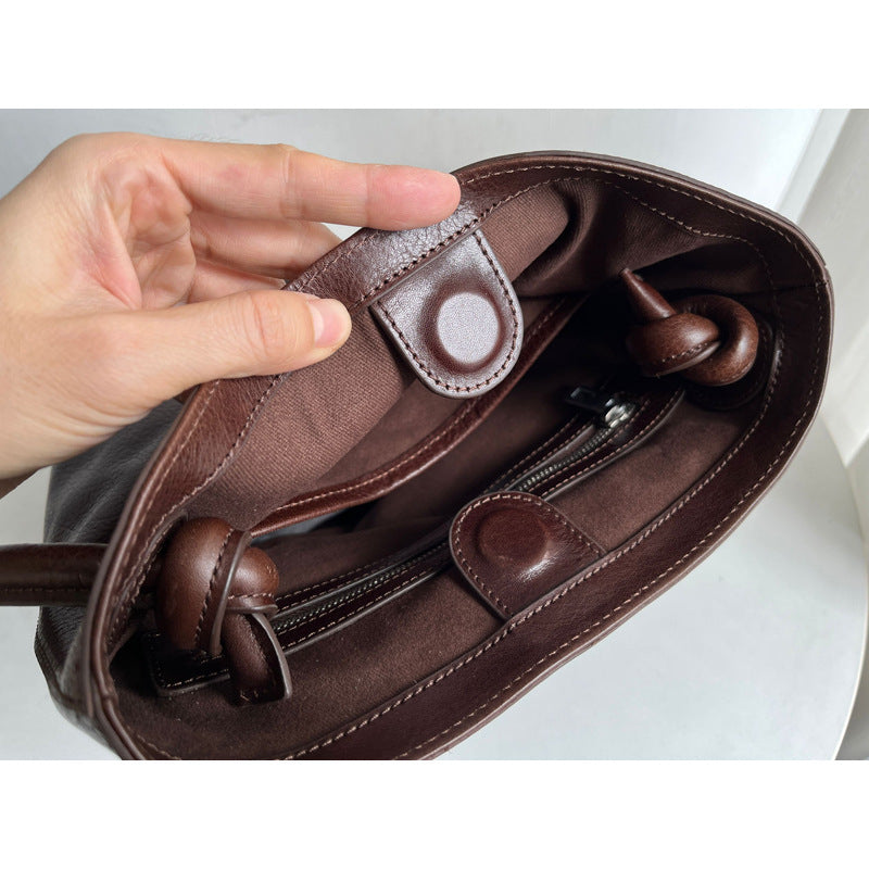 Women's Leather For Vegetable Tanned Cowhide Temperamental Minority Asymmetric Bags
