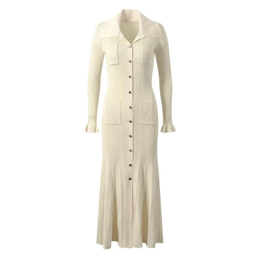 Large Swing Dress Lapel Knitted French Dresses
