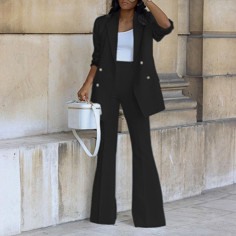 Pretty Women's Autumn Simple Professional Two-piece Fashion Casual Suit