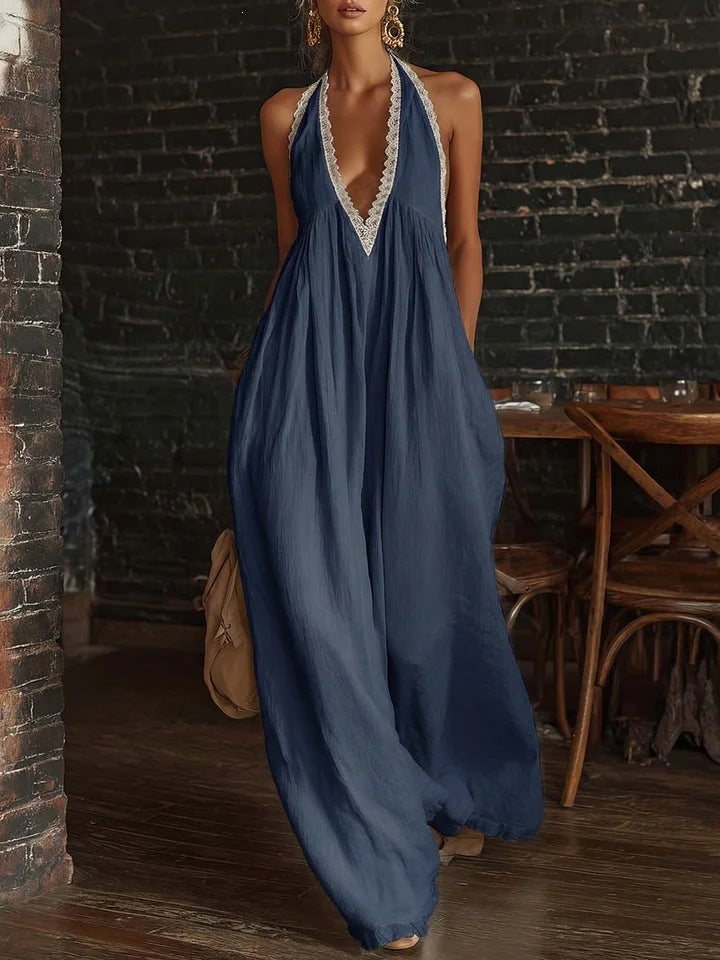 Casual Elegant Comfortable Lace Loose Linen Jumpsuits