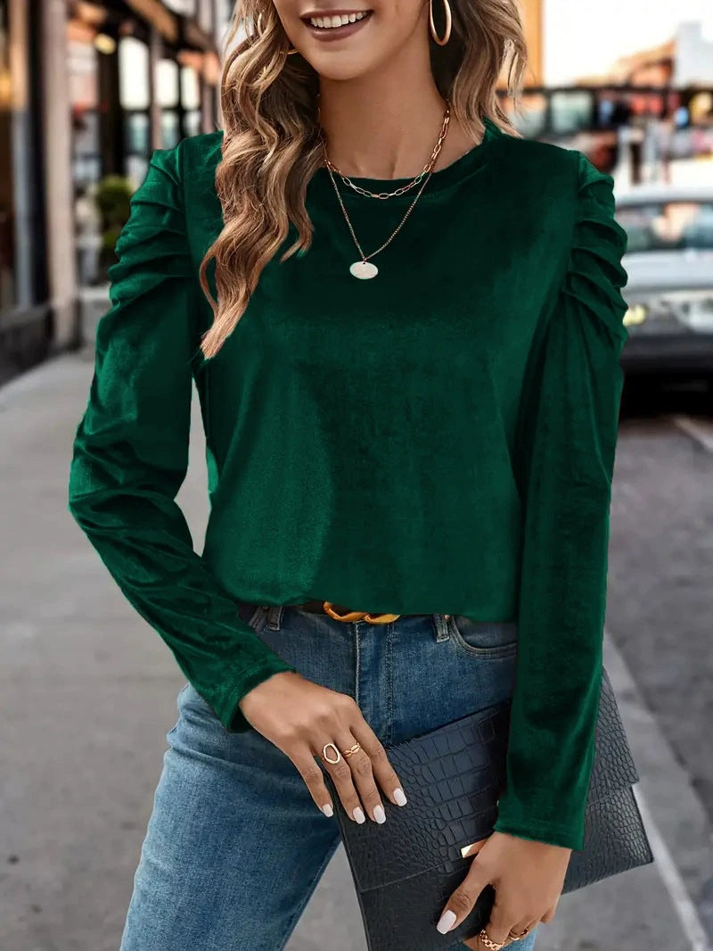 Women's Veet Casual Round Neck Slim Fit Puff Tops