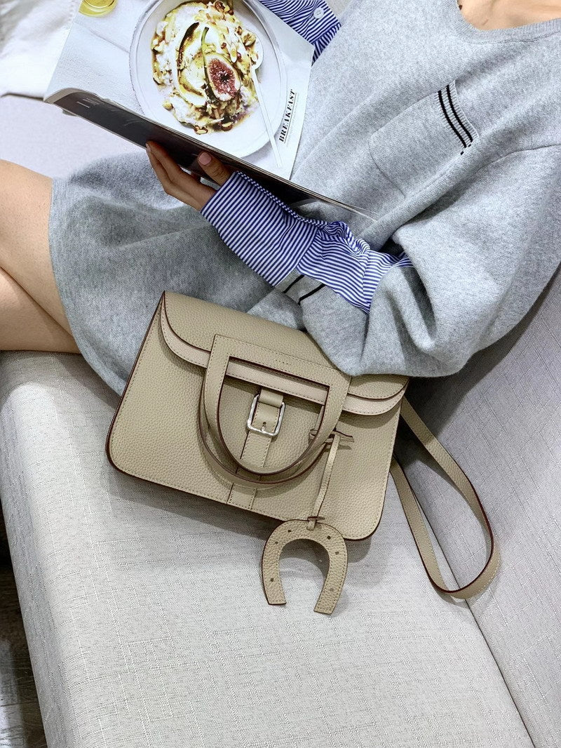 Women's Spring Mini Horseshoe Layer Cowhide Portable Crossbody Bags