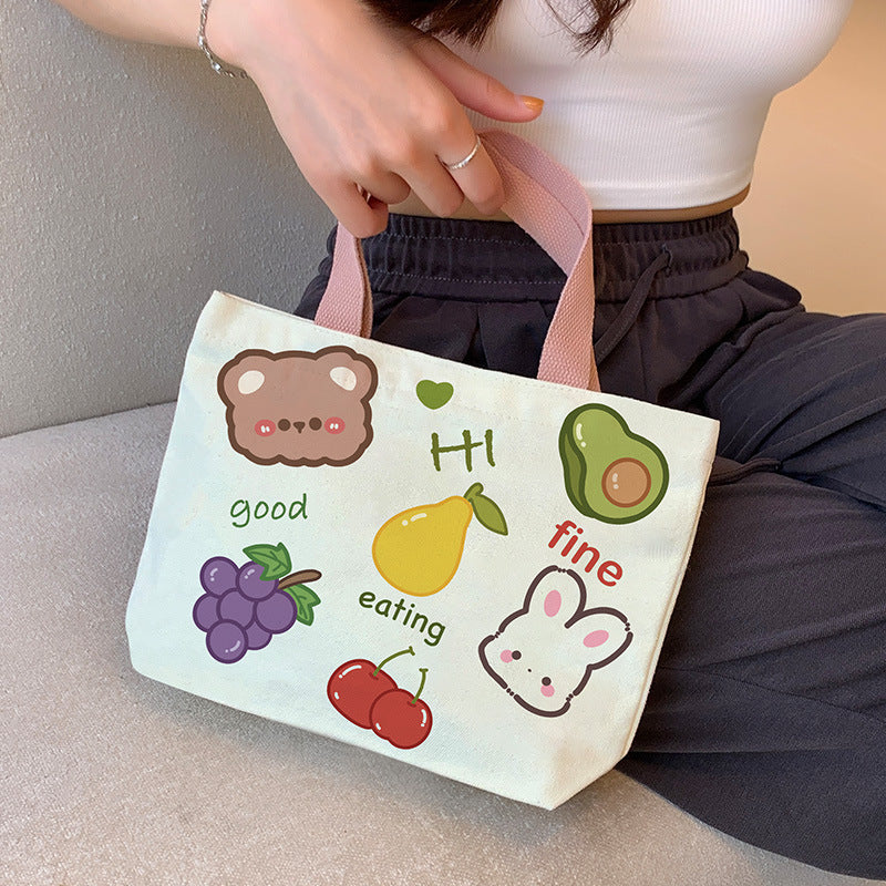 Women's Cute Cartoon Canvas Tutorial Lunch Size Handbags