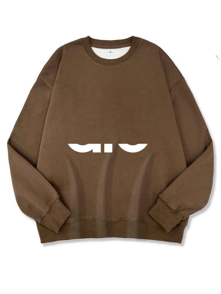 Women's Long Sleeve Composite Interloop Fashion Casual Loose Round Women's Sweater, Sweater