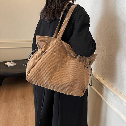 Women's Solid Color Corduroy Korean Advanced Shoulder Bags