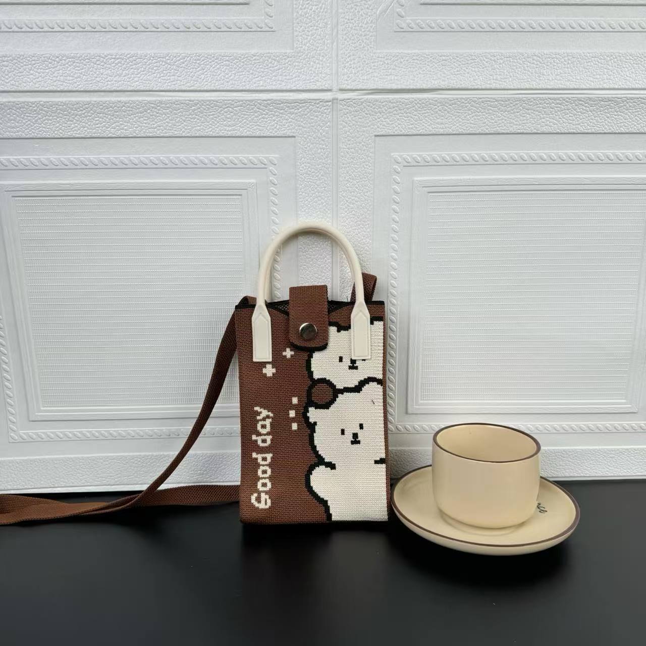 High Sense Mobile Cartoon Knitted Dopamine Bags