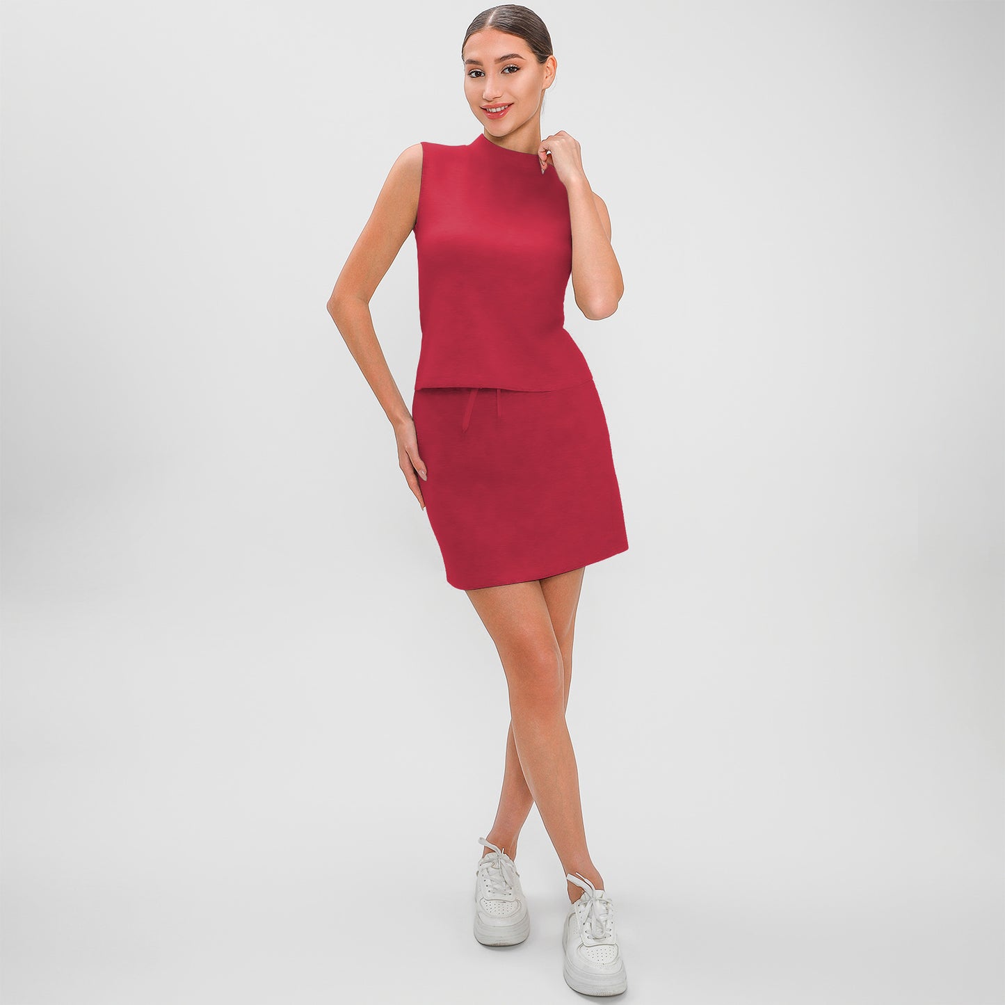 Women's Half Turtleneck High Waist Culottes Casual Suits