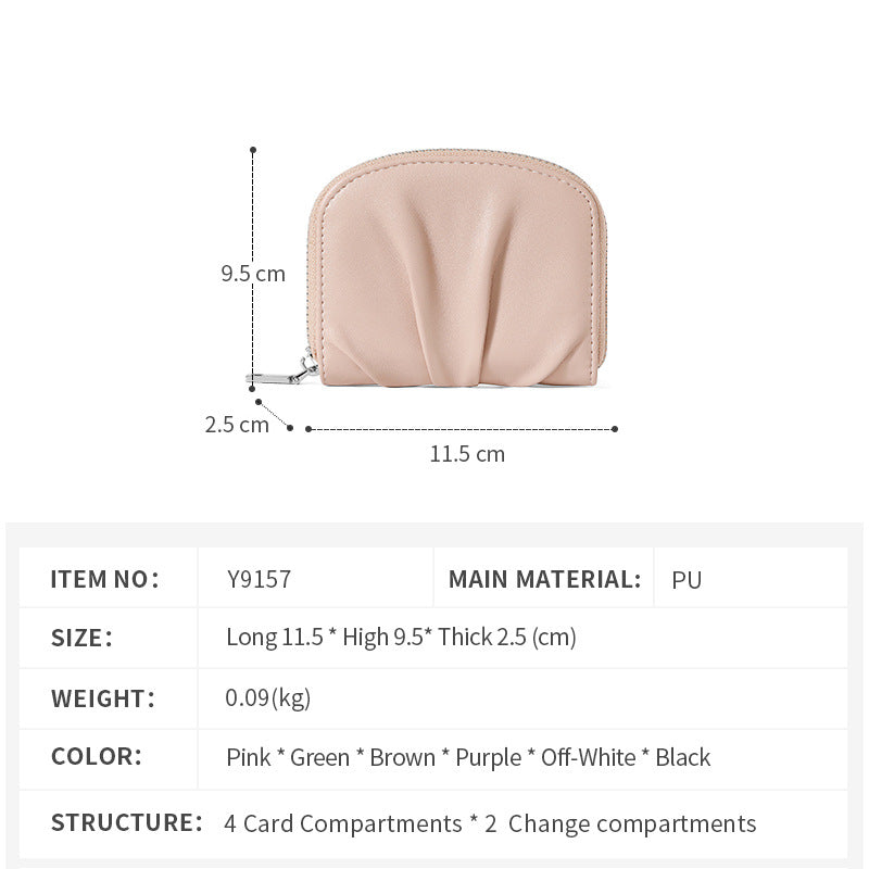 Women's Organ Versatile Pleated Mini Compact Card Holder