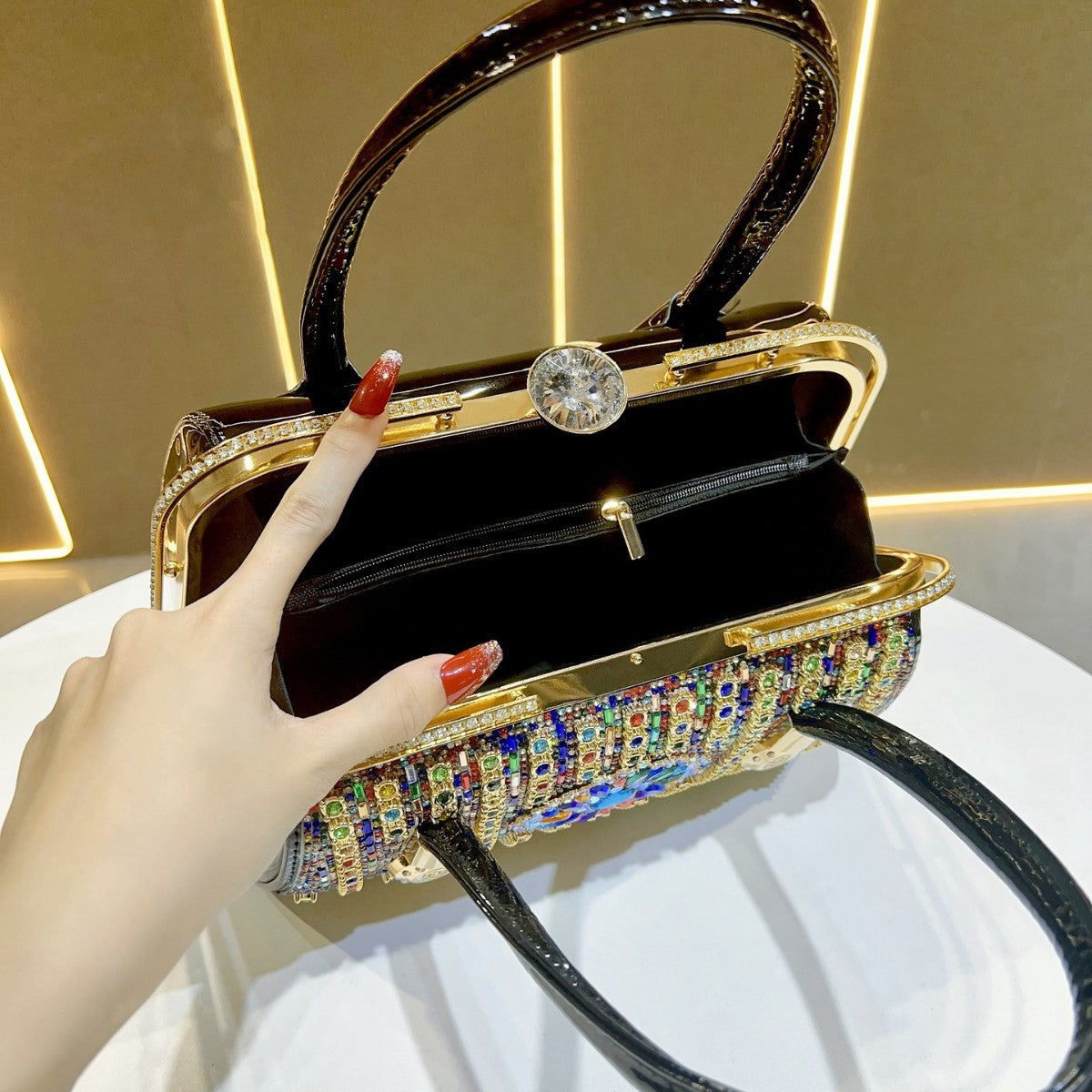 Shiny Dinner High-grade Rhinestone Elegant Cheongsam Bags