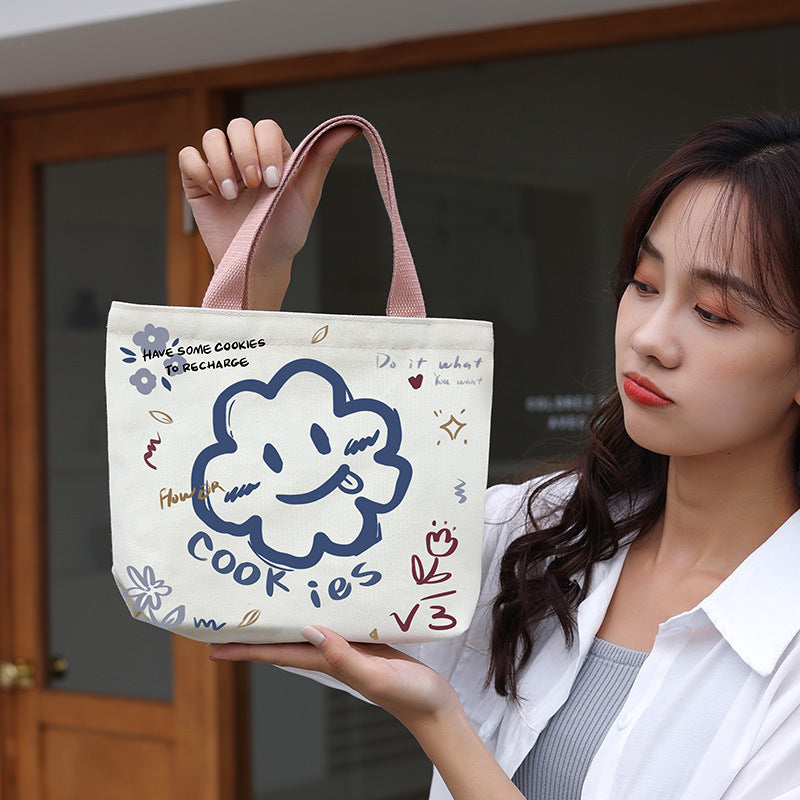 Women's Cute Cartoon Canvas Tutorial Lunch Size Handbags