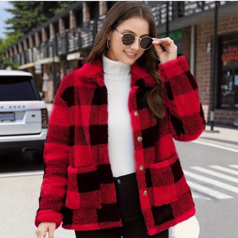Women's Plush Patch Pocket Versatile Long Sleeve Winter Fashion Women's Sweater, Sweater
