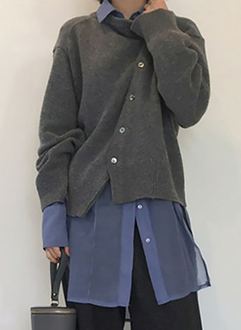 Women's Korean Irregular Design Lazy Round Neck Knitwear