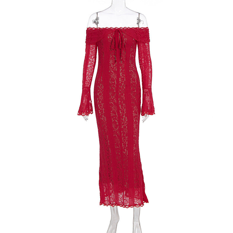Autumn French Style Temperament Lace Long Dresses