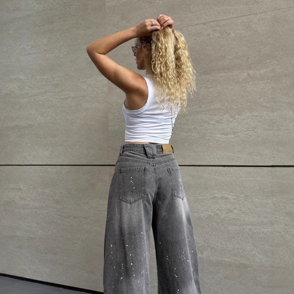 Women's Wide Leg Denim Trousers Summer Design Jeans