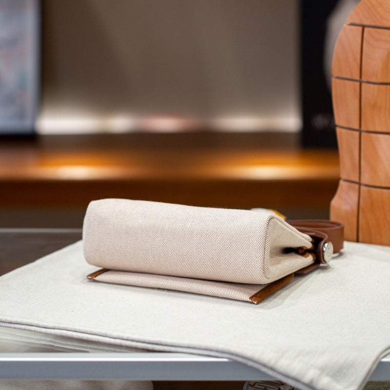 Graceful Elegant With Canvas Leather Mini Bags