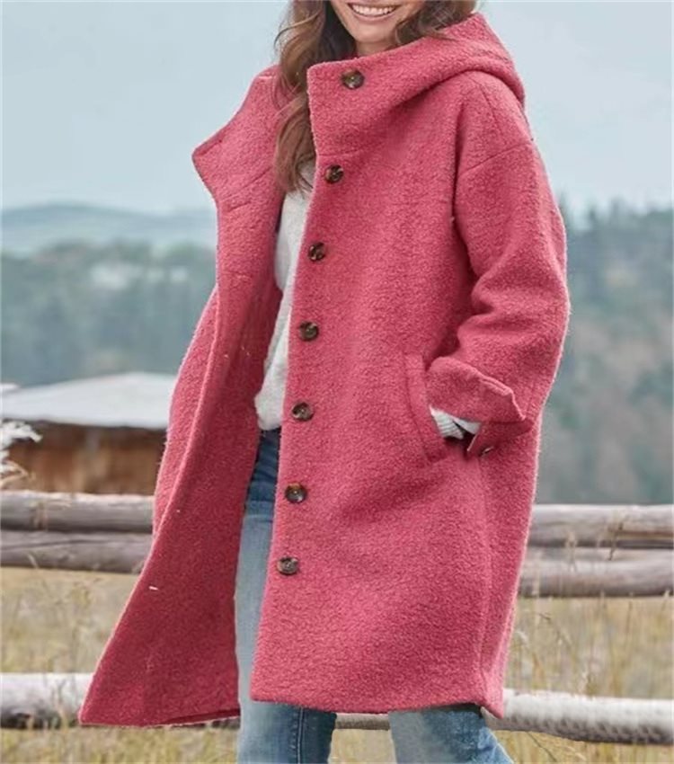 Women's Autumn Overcoat Mid-length Single-breasted Hooded Casual Coats