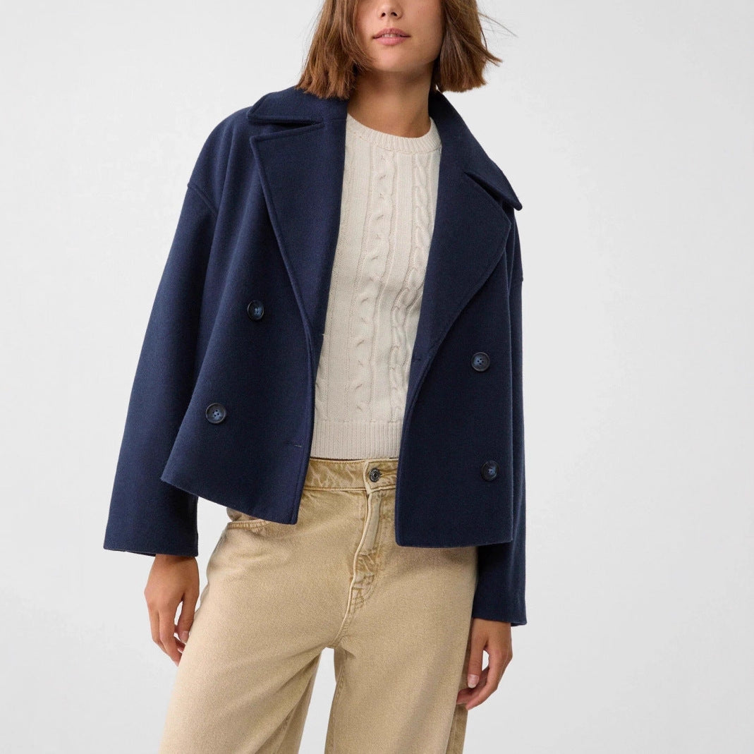 Women's Large Lapel Woolen Padded Long Sleeve Coats