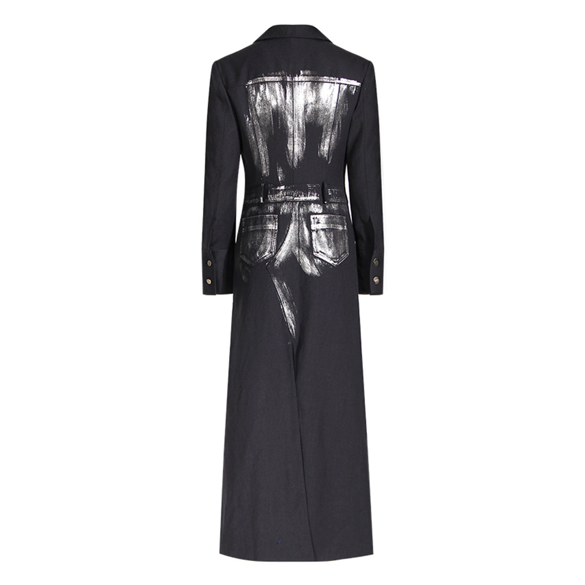 Women's Design Trench Handmade Metal Sier Brush Coats