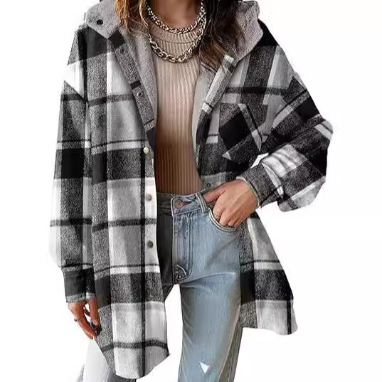 Women's Flannel Plaid Long Sleeve Autumn Button Jackets