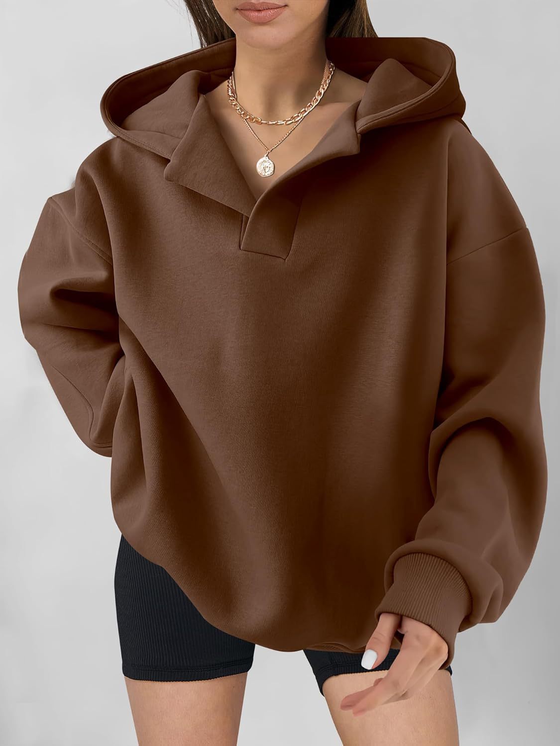 Women's Solid Color Long Sleeve Hooded Loose Women's Sweater, Sweater