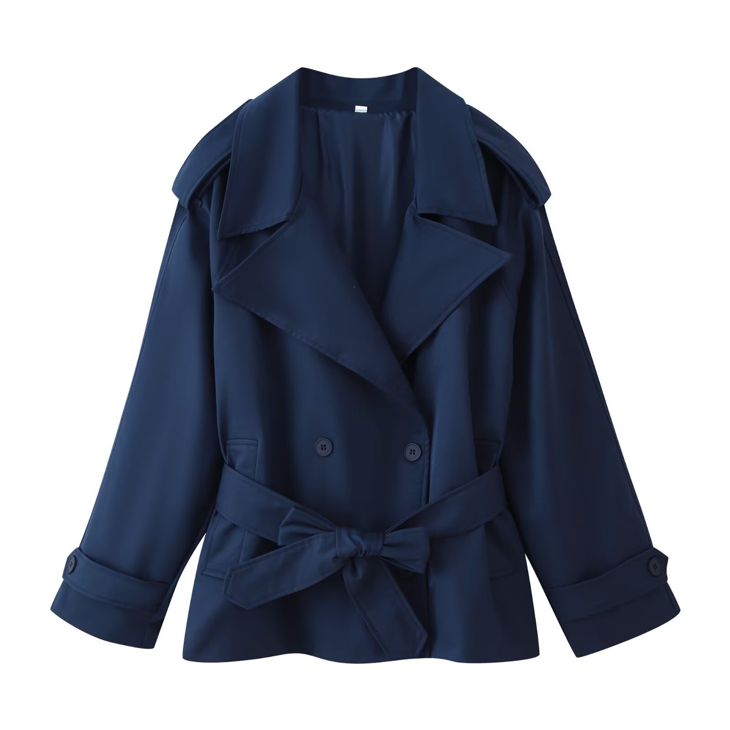 Women's Breasted Waist Trimming Lace Up Double-breasted Coats