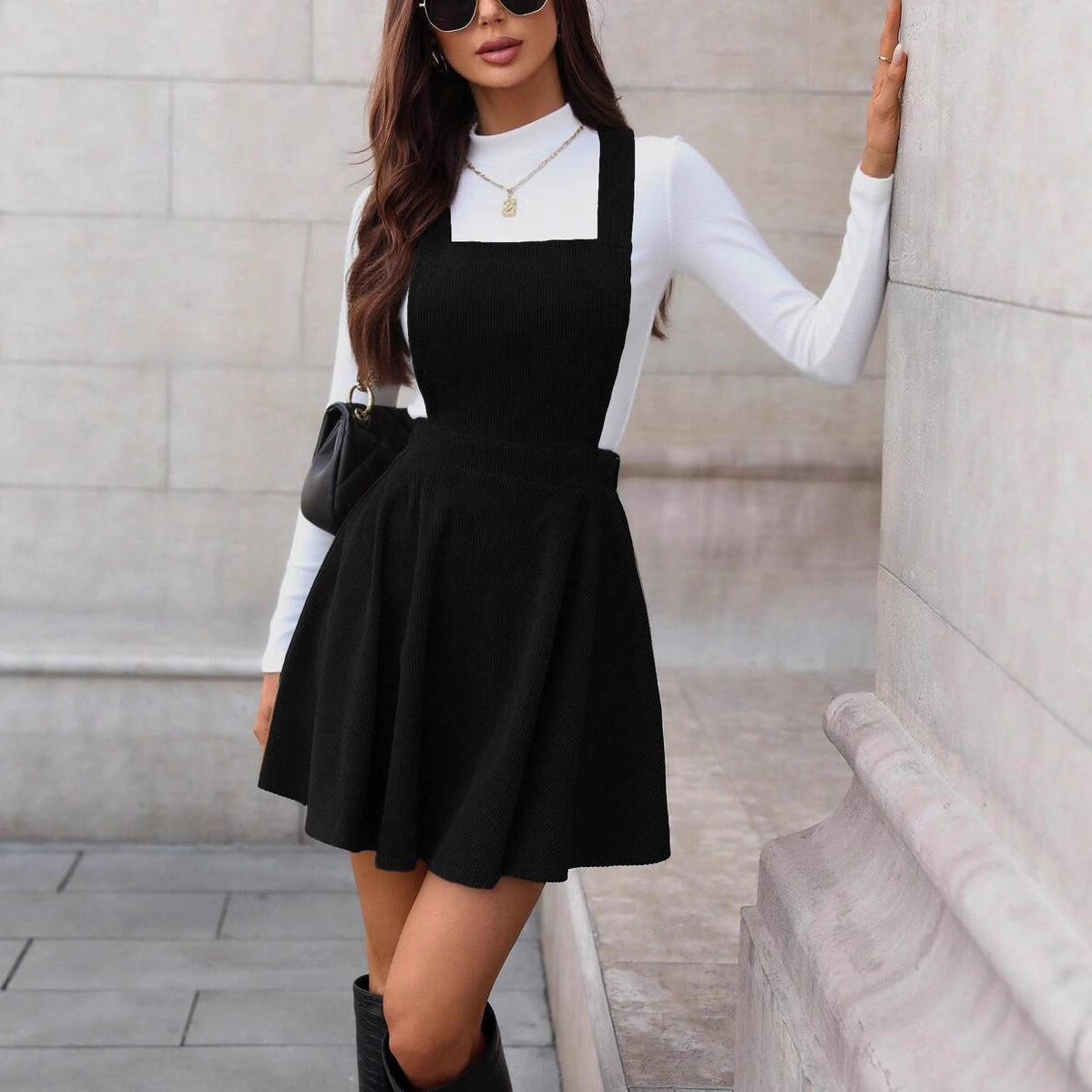 New Retro Style Corduroy Suspender Source Dress