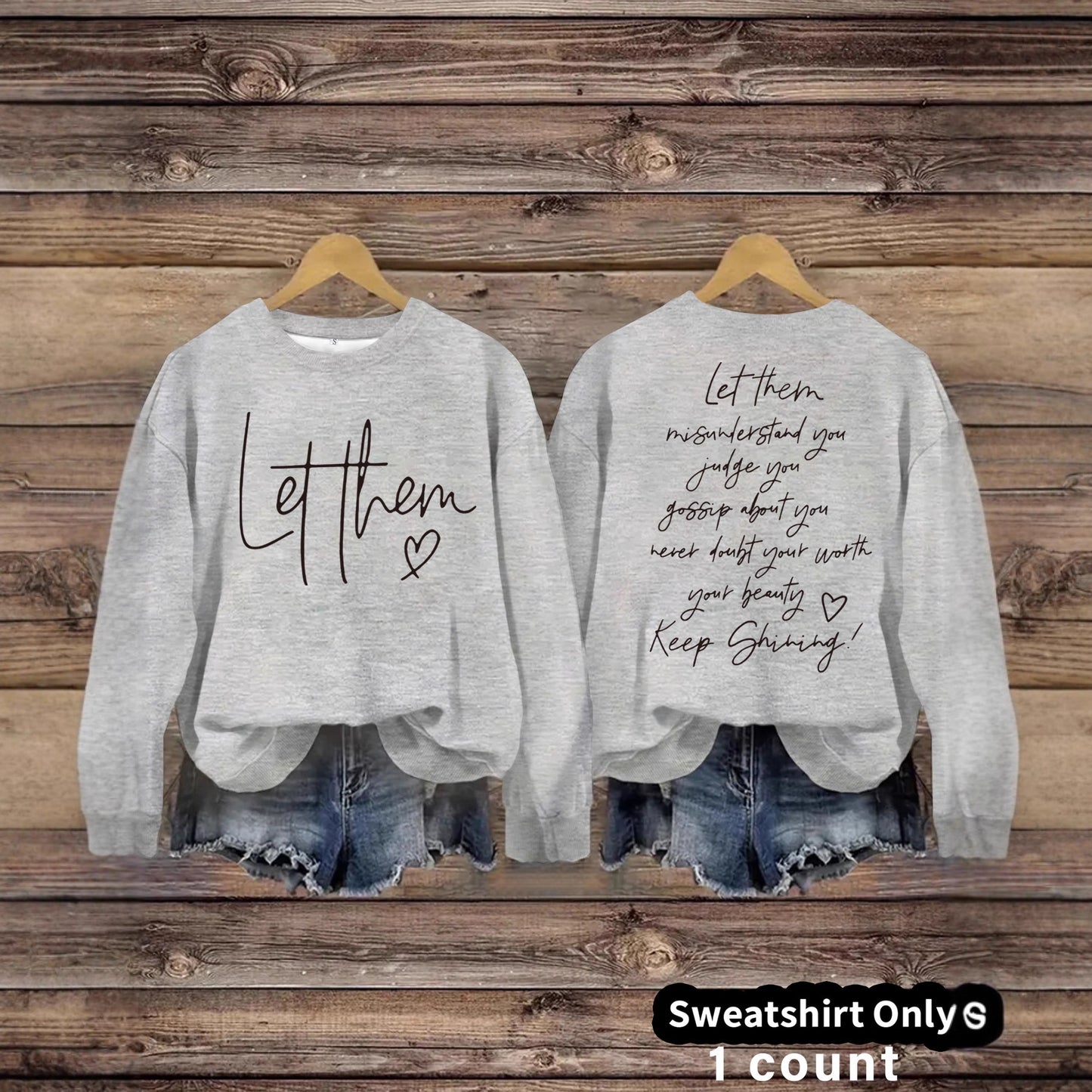 Women's Round Neck Letter Print Casual Loose Sweaters