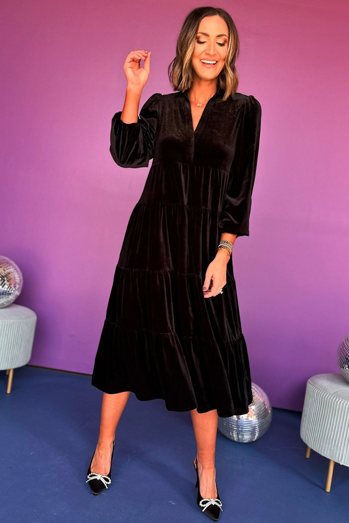 Women's Long Dress Veet Loose Ruffled Large Dresses