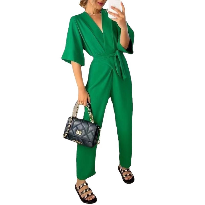 Women's Summer Loose Temperament Half Sleeves Trousers Women's Jumpsuit/clothing